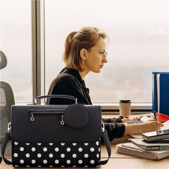 Laptop Shoulder Bag for 13-15 '' Notebook PU leather Computer Protective Sleeve - Picture 2 of 6